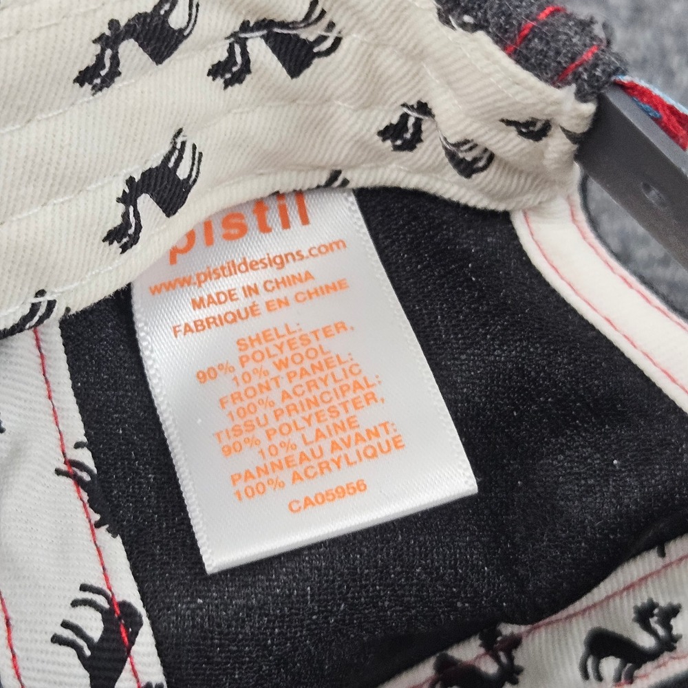 Pistil Knit Brim Hat Blue Red Fair‎ Isle Wool Blend Nordic Ski Cap Cabincore